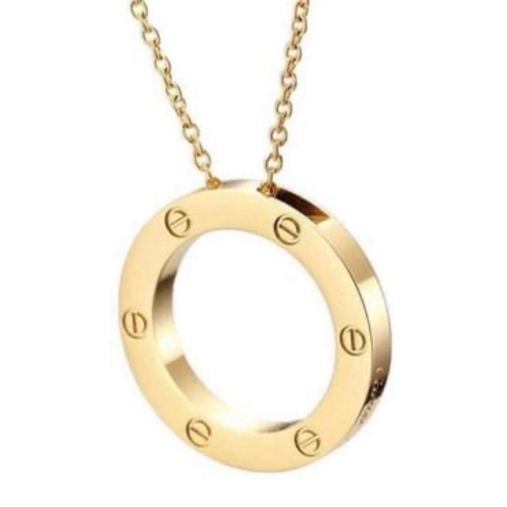 Engraved 750/18k Gold filled Circle Pendant Necklace - Women Jewelry